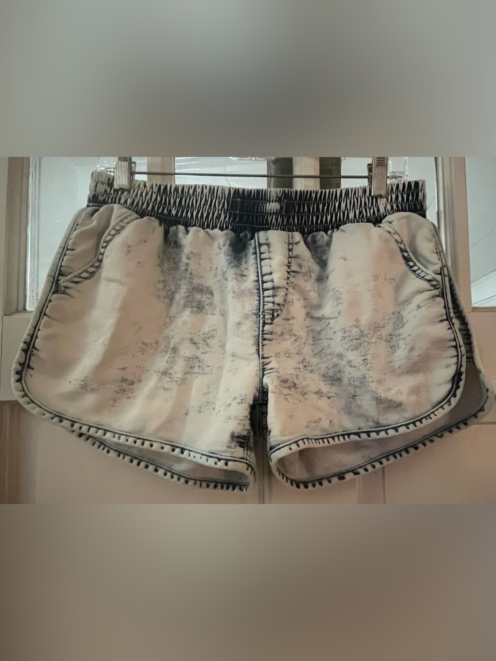 Mossimo Super Stretch Acid Wash Pull On Elastic Dolphin Shorts  - Size Medium